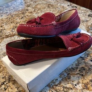 Burgundy Suede Tassel Loafers